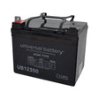 12 Volt 35 Ah UB12350 AGM Battery for Massimo Buck 450, MSU 500, & MSU 700 UTVs, featuring a black handle and post terminals.