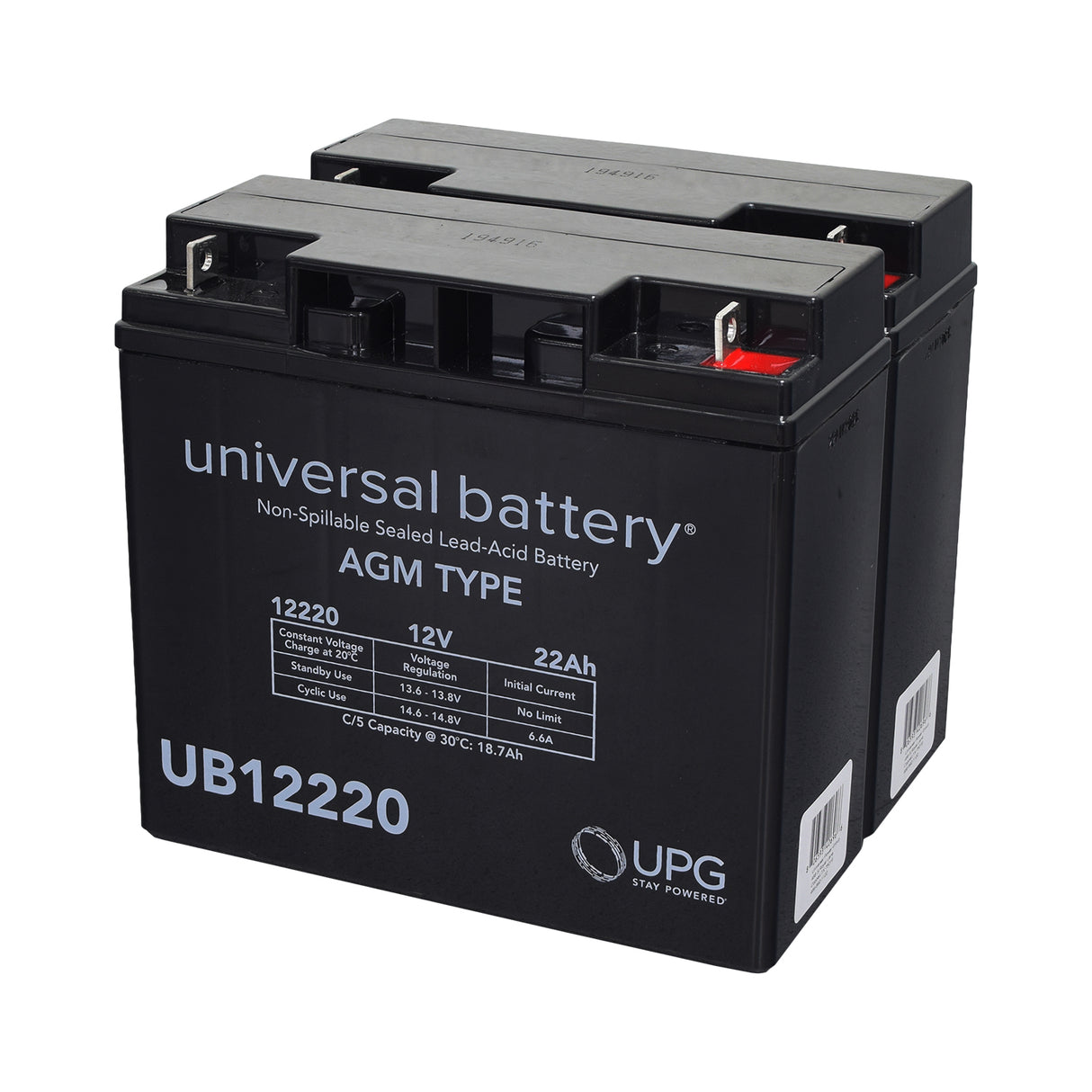 Half U1 22 Ah (20 Ah Upgrade) 24 Volt AGM Mobility Scooter Battery Pack, featuring black casing with red and white text, compact design suitable for various power chairs and scooters.