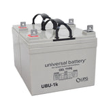 24 Volt U1 Battery Pack for Jazzy Select 7, featuring a white casing with black handles, close-up metal components, and a visible label with text and numbers.