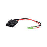 24 Volt 20 Ah Lithium-ion Electric Bike e-Bike Battery Pack & Charger, showing a black and red electrical connector with attached cable for secure and efficient power transfer.