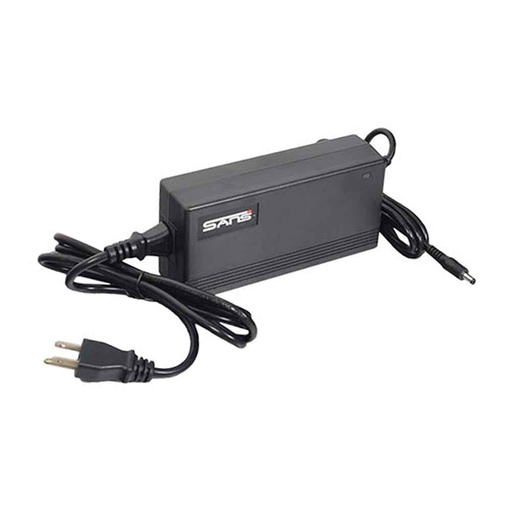 48 Volt 10.4 Ah HaiLong Lithium Battery & Charger Kit for Electric Bikes, featuring a black power cord with white text and a black rectangular charger with a white logo.