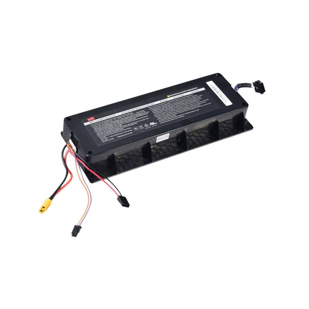 36 Volt Lithium Battery Pack for Razor E Prime, E Prime Air, & E Prime III Scooters, showcasing a compact, black rectangular unit with attached wires, designed for enhanced power and lightweight efficiency.