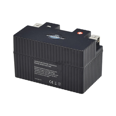 12 Volt 14 Ah YTX7A-BS Replacement Lithium-Iron (LiFePO4) Battery, featuring a sleek black rectangular design with white text, ideal for motorcycles and scooters.