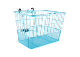 Lift-Off Wire Basket with Mesh Bottom, featuring black handles and a sturdy frame, ideal for bikes or scooters.