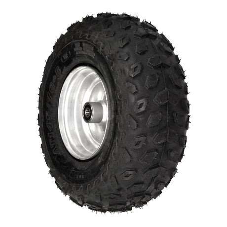 145/70-6 Front Wheel Assembly for Baja Blitz, Dirt Bug, Doodle Bug, & Racer, featuring a black tire with a silver rim and detailed tread.