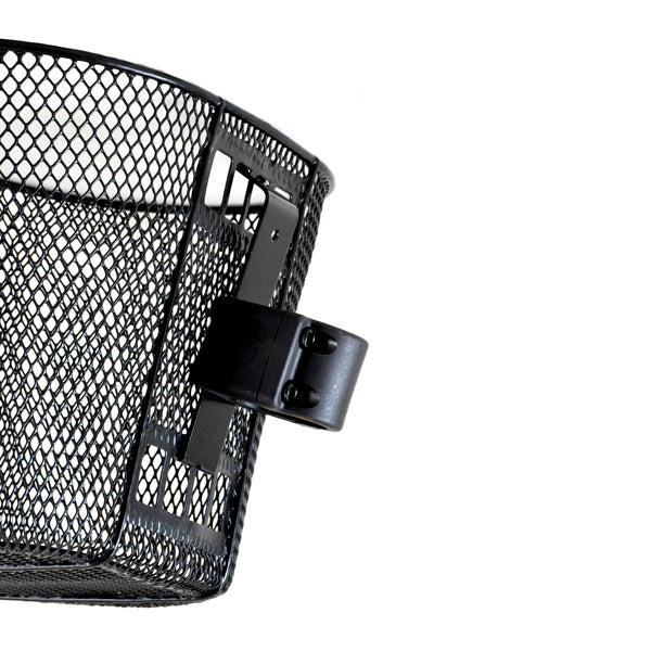 Complete Front Basket Bracket for the Pride Sonic (SC50) Scooter, featuring front and back tiller clamps and four bolts. Basket not included. Compatible with Bebop, Dart, Pep Pal, and Travel Vehicle (SC40/SC44) scooters.