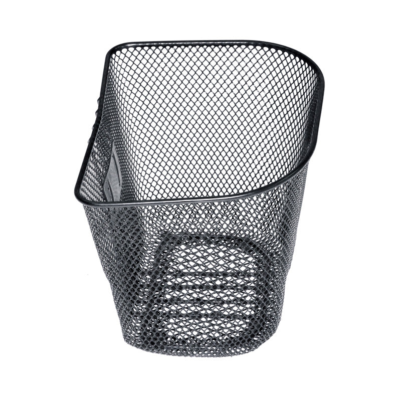 Basket for the Merits Pioneer 5 (S534/S53431) Mobility Scooter, featuring a black wire mesh design with a handle, suitable for stowing items while on the move.