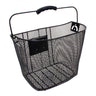 Black Basket with Quick Release for bikes and scooters, featuring a handle and mesh design for convenient storage. Ideal for various scooter types, provided by Monster Scooter Parts.