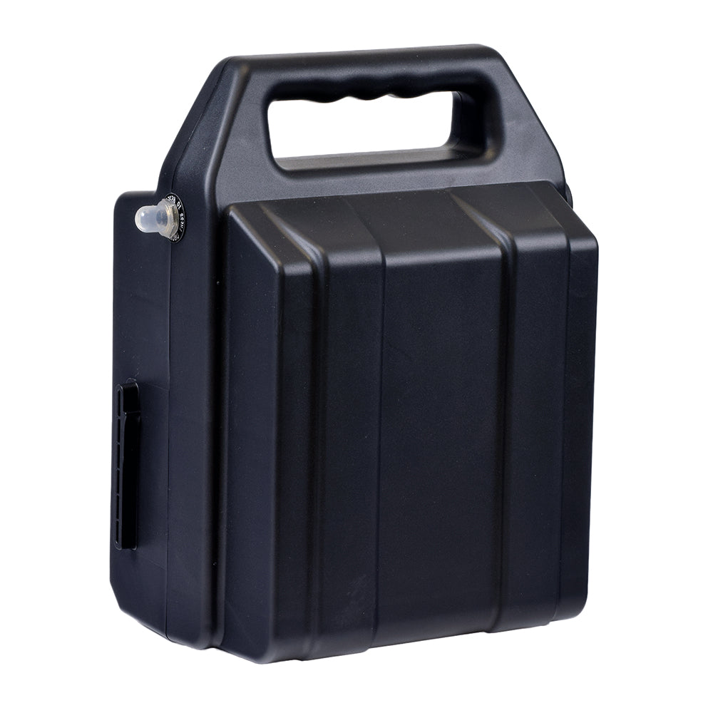 Battery Box Assembly for the Golden Technologies LiteRider (GL110/GL140) & LiteRider PTC (GP160/GP162), shown as a black plastic container with a handle, suitable for replacement batteries.