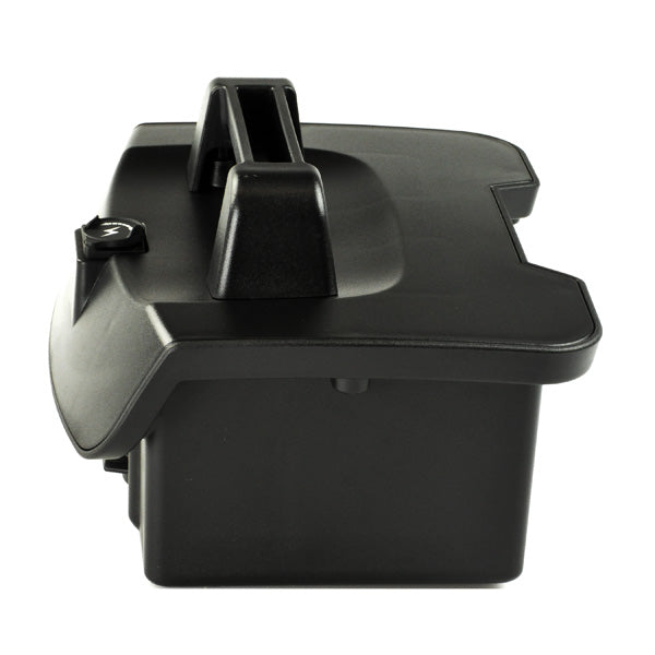 Battery Box Assembly for the Drive Medical Bobcat 3 and Bobcat 4, featuring a black plastic container with a handle, designed for easy removal and fresh high-quality UPG batteries.