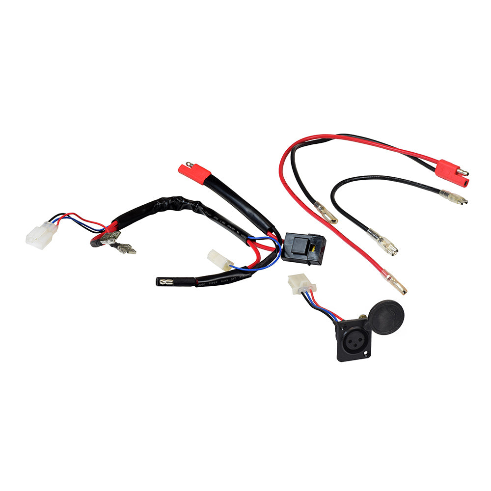 Battery Wiring Harness with Charge Inhibitor for Schwinn & IZIP 400, 500 & 750 Series Scooters, featuring a close-up view of interconnected electrical wires.