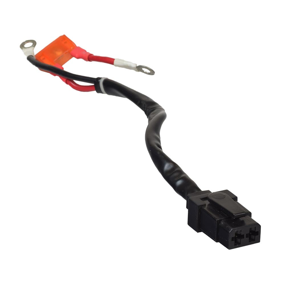 Battery Wiring Harness for the Hoveround® MPV5® (Used), close-up of black and red electrical wires with a 40 amp blade fuse attached.