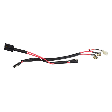 Battery Wiring Harness Without Charge Inhibitor for Schwinn & IZIP 1000 Series Scooters, showcasing a close-up of black and red electrical wires with a 2-wire connector and XLR-3 charging port.