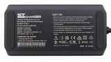 Close-up of the battery charger for the Golden Cricket GP302 and Golden Stride GP301 power chairs, showing the connector.