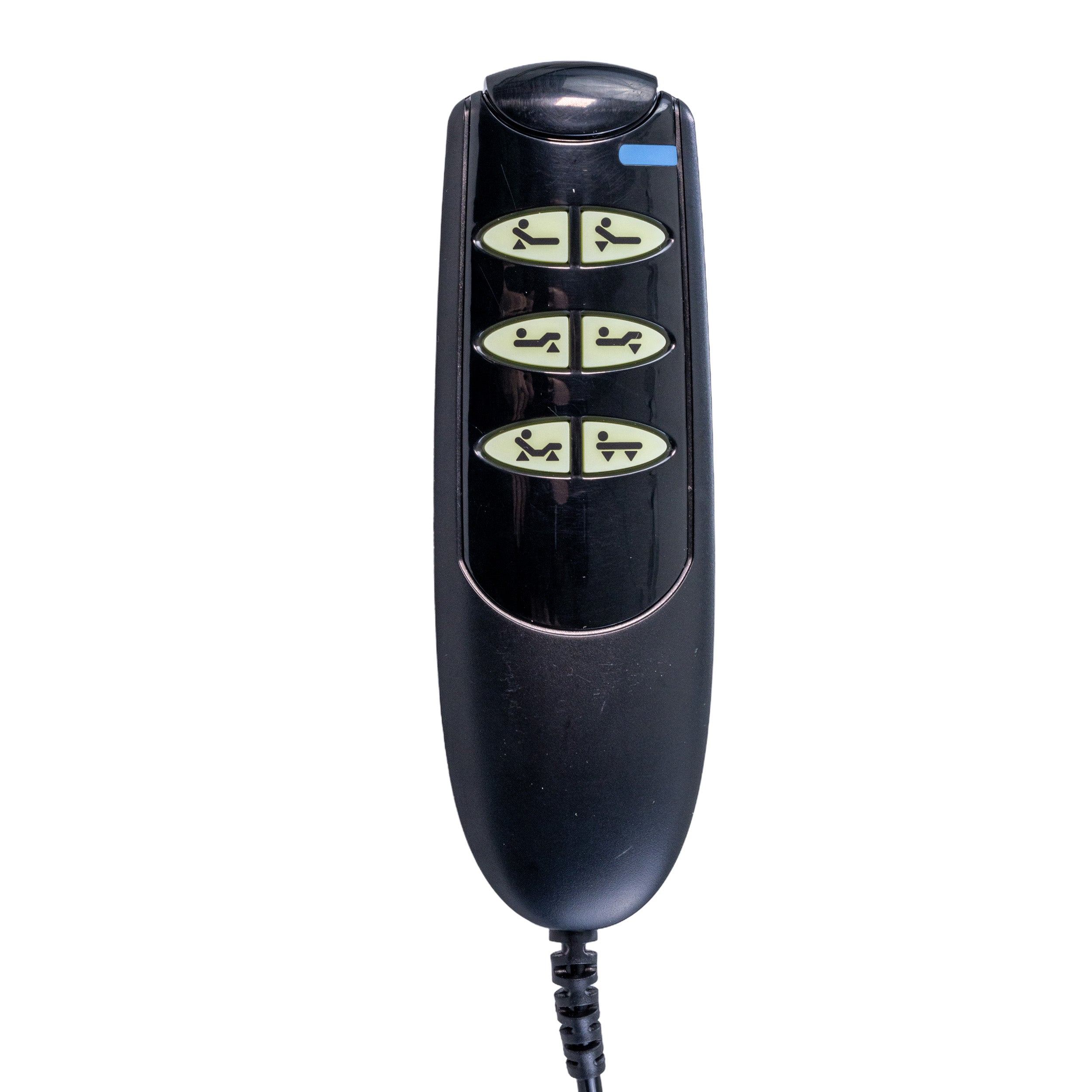 6-Button 5-Pin Hand Control Pendant for the Drive Medical Delta Ultra-Light 1000 Semi-Electric Hospital Bed, featuring a black remote control with various buttons closely arranged for easy access.