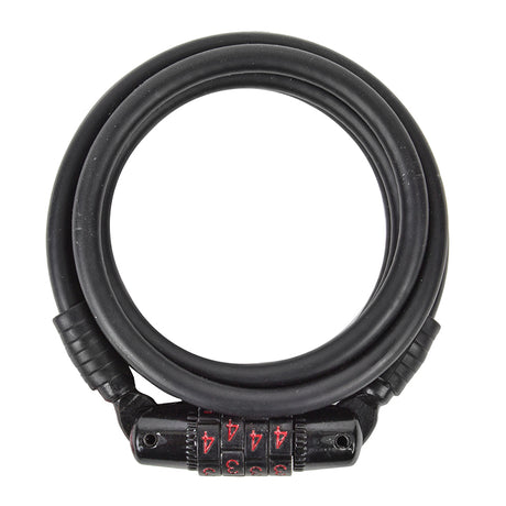 Bike Leash Plus Lock featuring a combination lock, ideal for securing bikes or scooters. This black cable lock by Sunlite ensures robust security and versatility for various personal transportation devices.