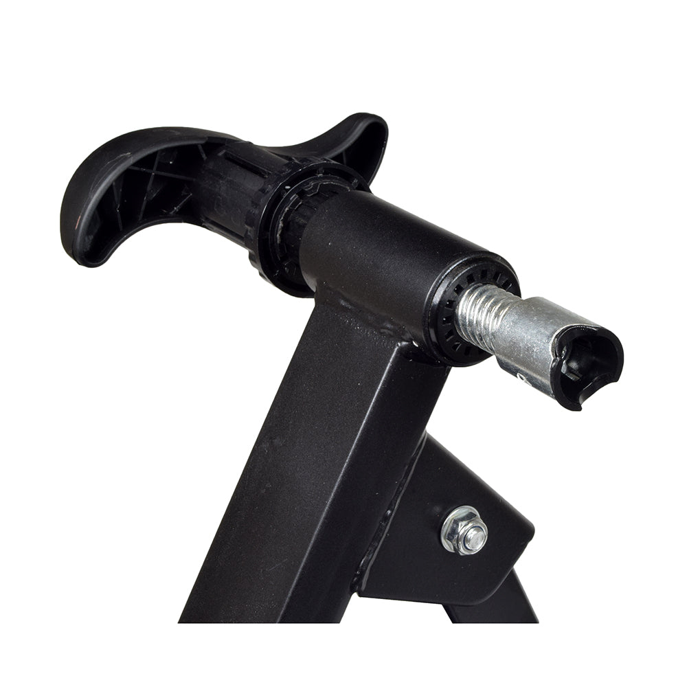 Indoor Bicycle Resistance Trainer with Remote for 24 - 28 Bikes, featuring a black and silver design with a black handle and stand, ideal for converting regular bikes into indoor trainers.