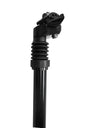 Black Adjustable Suspension 25.4mm Seat Post with a screw, featuring a close-up of its black tube, ideal for bikes or scooters.