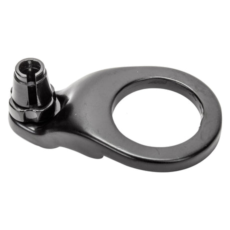 Black Cable Hanger: A black metal tool designed for bikes and scooters, featuring a screw and a hole for securing cables, enhancing your riding experience with practical Sunlite accessories.