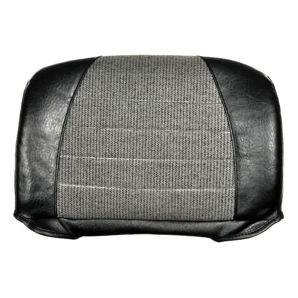 Charcoal Seat Back Cover for Go-Go Scooters with 18 Seat, featuring a sleek black vinyl and gray fabric design, suitable for easy cleaning and reattachment.