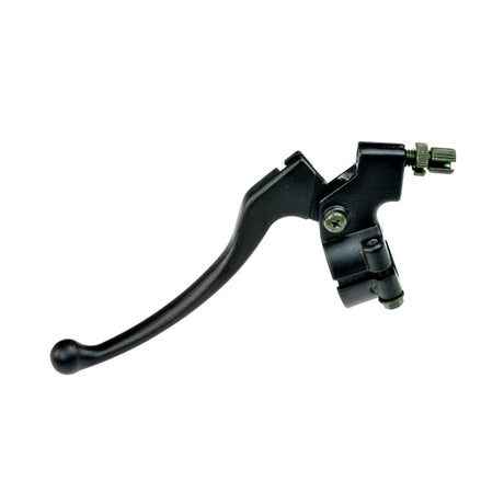 Heavy Duty Left Brake Lever for Mini Bikes & Scooters: A robust black aluminum alloy lever designed for offroad powersports, featuring a sturdy handle and durable ATV-type braking system.