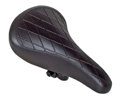 Black Quilted Racing Saddle Seat for Bikes & Scooters, featuring a diamond pattern design, perfect for enhancing comfort and style on bicycles, electric scooters, and more.