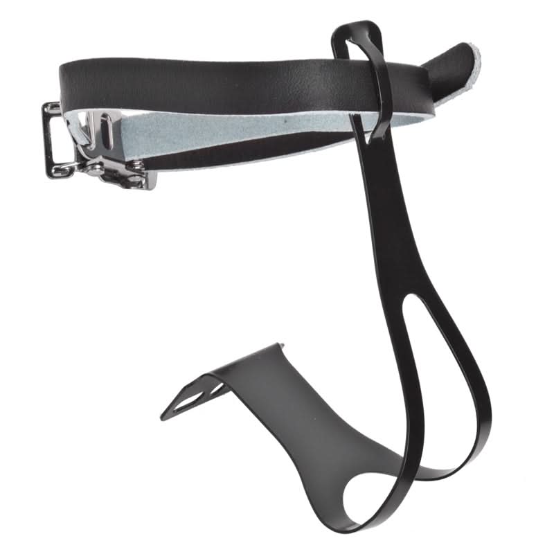 Black Racing Toe Clips with Leather Straps – Monster Scooter Parts