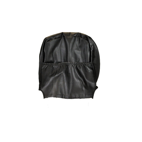 Black Vinyl Seat Back Cover for the Jazzy Select Elite power chair, showcasing a sleek, depth-adjustable design compatible with an 18 wide Comfort Seat, highlighting its durable black leather-like material.