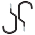 Black XL Heavy-Duty Storage Hooks with screw, suitable for bikes or scooters, featuring a robust black bent metal rod design. Ideal for securely hanging various types of scooters and bikes.