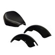 Seat & Fender Cosmetic Refresh Mini Bike Kit featuring a wide black vinyl saddle and durable black plastic fenders designed to replace worn or damaged mini bike components.