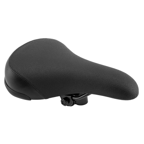 Mullet Saddle Seat for Bikes by Black Ops, featuring a sleek, cushioned design with a distinctive back strap, suitable for any bike with a standard seat post tube.