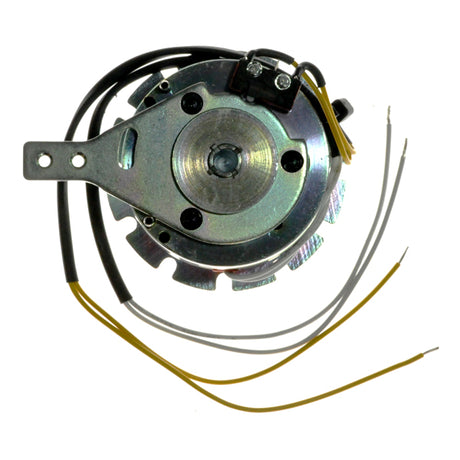 Brake Assembly for the Go-Go Elite Traveller Plus (Counter-Clockwise): A small metal device with wires, shown in close-up, designed for 24-volt systems, essential for mobility scooter brake function.