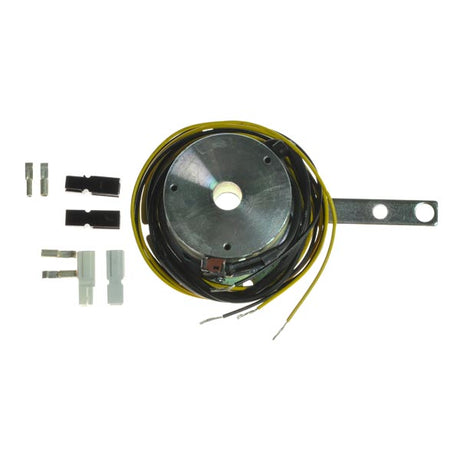 Brake Assembly for Pride Celebrity 2000 (SC4000/SC4400) - Shipped on or after May 6, 2004, featuring a round metal component with attached yellow and black wires, seen in close-up.