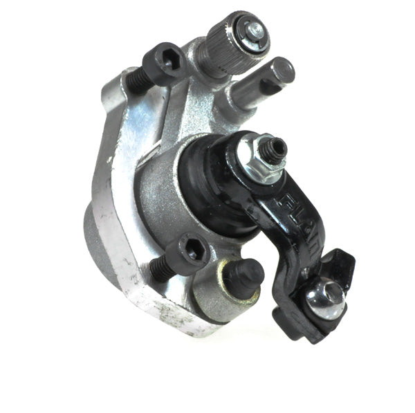 Brake Caliper Assembly for the Minimoto Go Kart, featuring a close-up of the metal object with black and silver screws, essential for the go-kart's braking system.