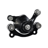 Gas Scooter Parts: Brake Caliper Assembly with Right Arm, featuring a compact black and silver metal design, suitable for recreational gas scooters, go karts, and pocket bikes with disc brakes.