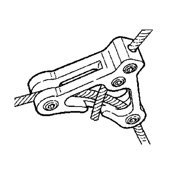 Direct-Pull Caliper Brake Cable Holder sketch, showing a metal clamp essential for caliper brakes. The black and white drawing highlights the tool's structure, emphasizing its role in the braking system.