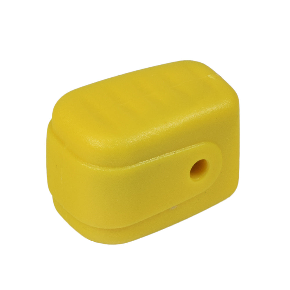 Freewheel Brake Assembly Lever Cap (Type 2) for Pride Mobility and Go-Go scooters, featuring a yellow rubber design with a central hole.