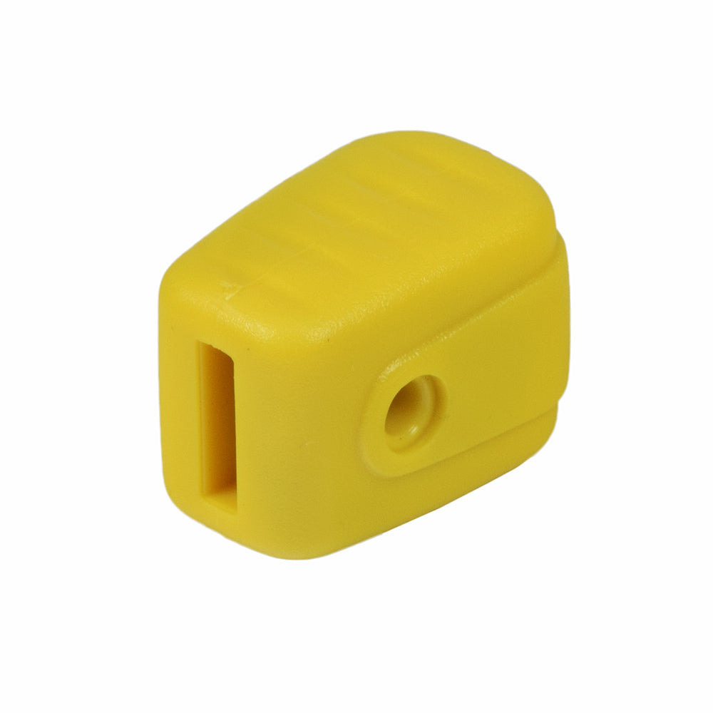 Freewheel Brake Assembly Lever Cap (Type 2) for Pride and Go-Go scooters, shown as a compact yellow rubber cap designed to fit various models.