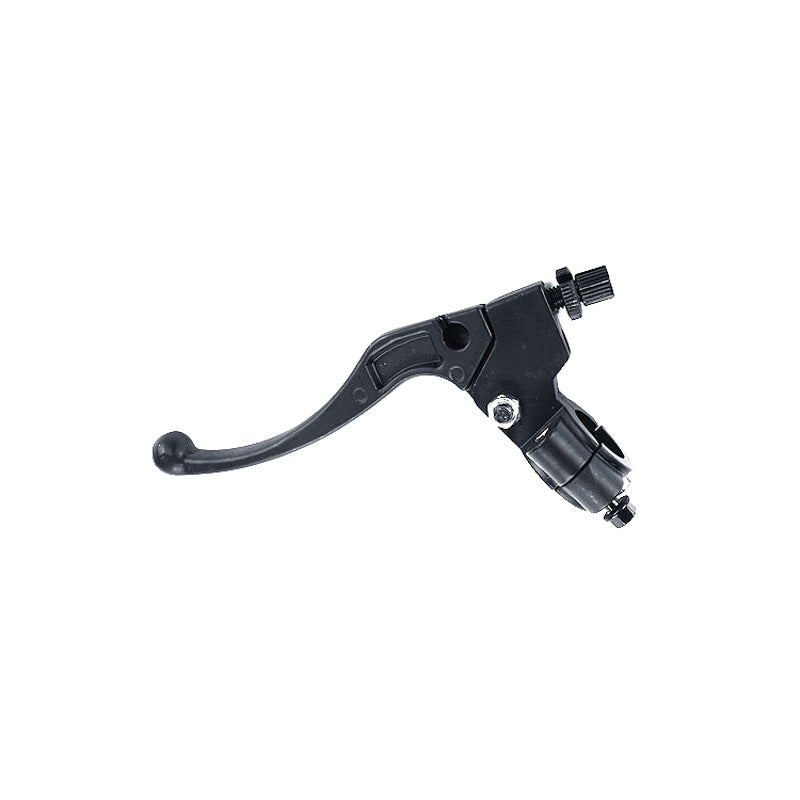 Front brake lever for the Motovox MVX70 Pit Bike, featuring a black handle and plastic lever, shown on a white background.