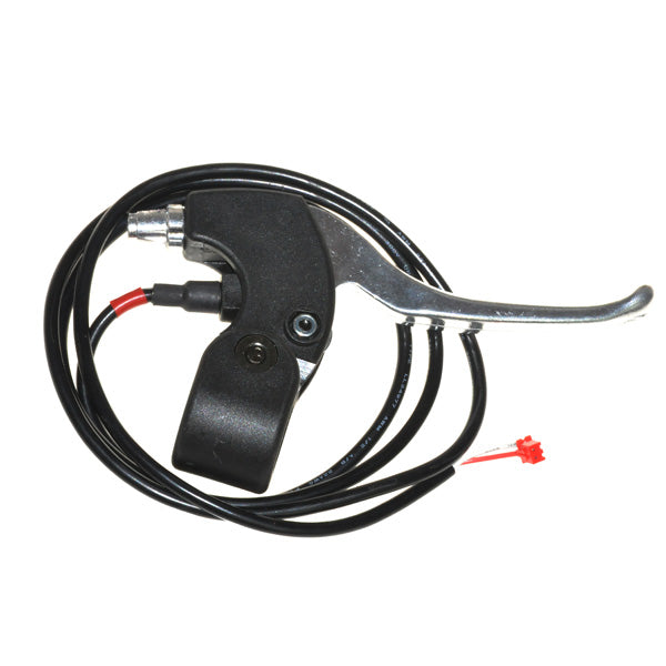 Brake Lever w/ Wire for the Bladez & Tanaka Gas Powerboards - features a sleek design with a black and silver lever attached to red and black wires.