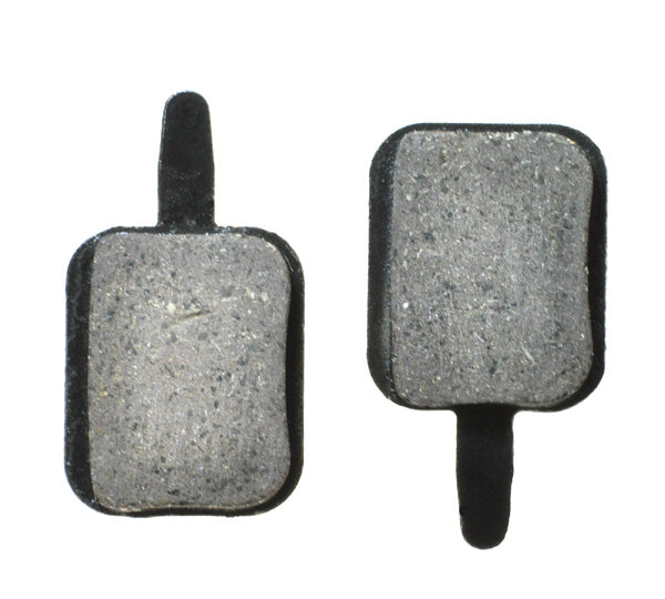 Brake Pads for Currie Bikes & Scooters (Set of 2) - Close-up of two grey rectangular brake pads designed for compatibility with Currie electric scooters' Brake Disc Caliper system.