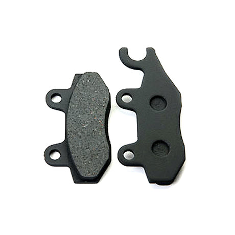 Front Brake Pads for the KYMCO Bet & Win Series Scooters shown in a close-up view, highlighting the black metal structure with multiple holes and detailed surface texture for excellent stopping power and durability.