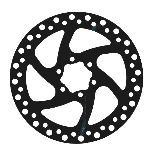 160 mm Brake Rotor for Currie Scooters (Version 1) featuring a black circular disc with evenly spaced white dots, designed for electric scooters.