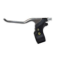 Left Brake Lever for Coleman CC100X & CT100U Trail Mini Bikes, featuring a polished aluminum lever with a black plastic body and built-in return spring, compatible with left handlebars.