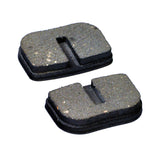 Standard Disc Brake Pads for Standard Brake Calipers (Set of 2). The pads are black, rectangular with holes, designed for gas-powered mini bikes and scooters, measuring approximately 1-1/8 x 3/4.