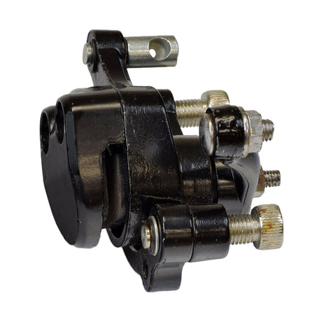 Brake Caliper with Left Arm for Coleman CC100X & CT100U Trail Mini Bikes, showing a close-up of black and silver metal construction, including visible screws and mounting holes.