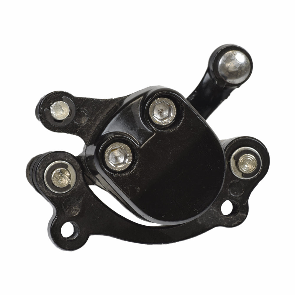 Brake Caliper with Left Arm for Coleman CC100X & CT100U Trail Mini Bikes, featuring a black metal structure with visible screws and mounting holes spaced 2 inches apart.