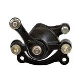 Brake Caliper with Left Arm for the Realtree RT100 Mini Bike, featuring a black metal structure with visible screws, made of strong cast and machined steel.