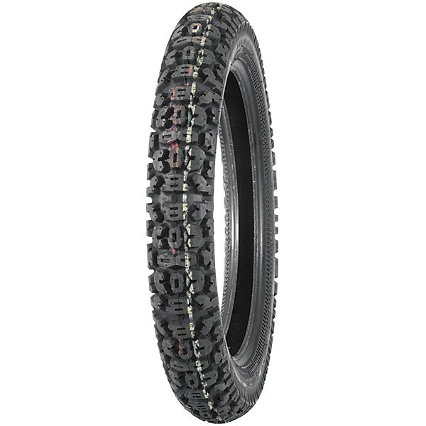 3.00-14 Dual Purpose Dirt Bike Tire with TW8 Tread, featuring a close-up of the intricate tread pattern designed for traction on various terrains, including hard-packed and muddy surfaces.