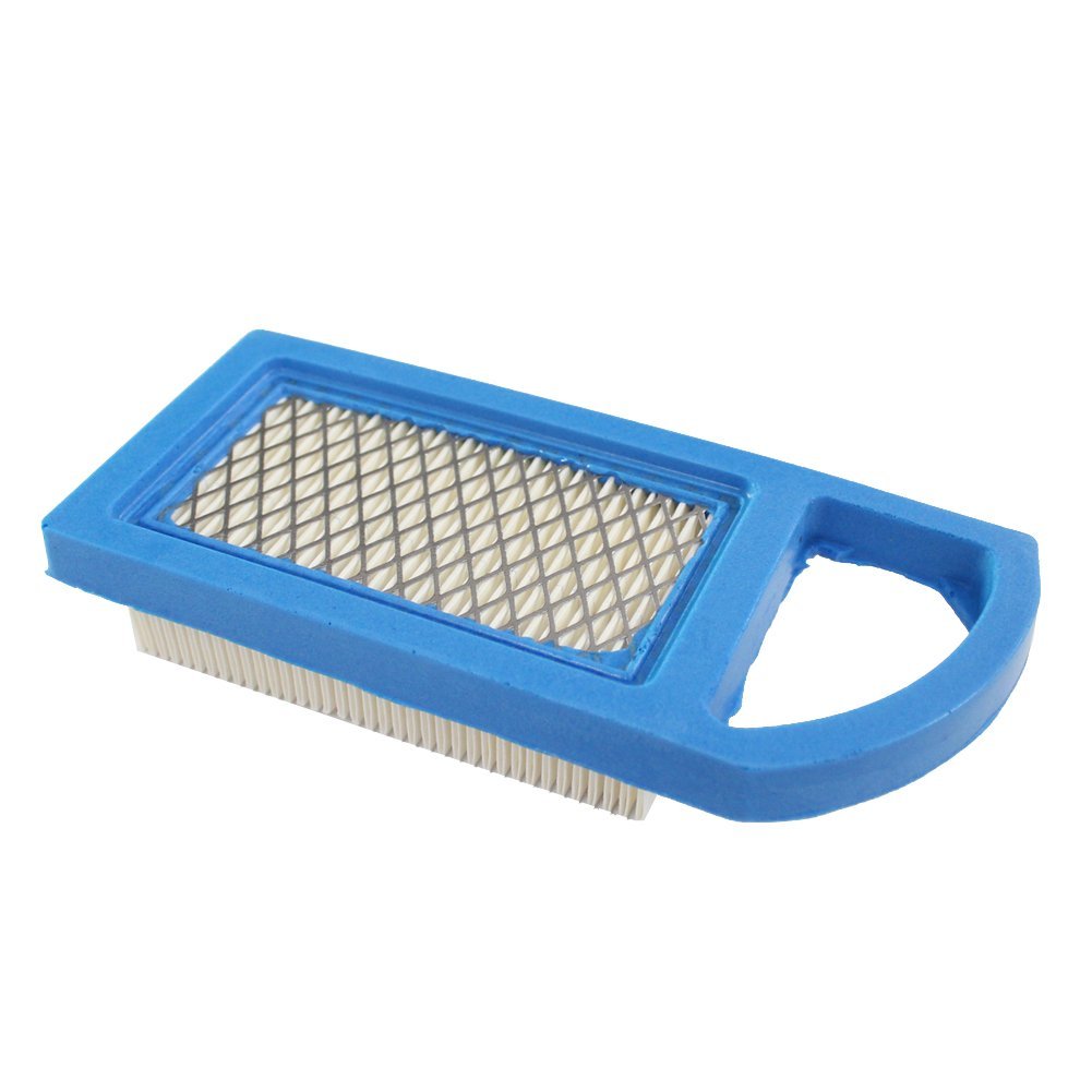 Air Filter (697152, 697775, 613022, 698413) for Briggs & Stratton 21B900 Series Engines, showcasing a close-up of its blue and silver design, essential for maintaining engine cleanliness.